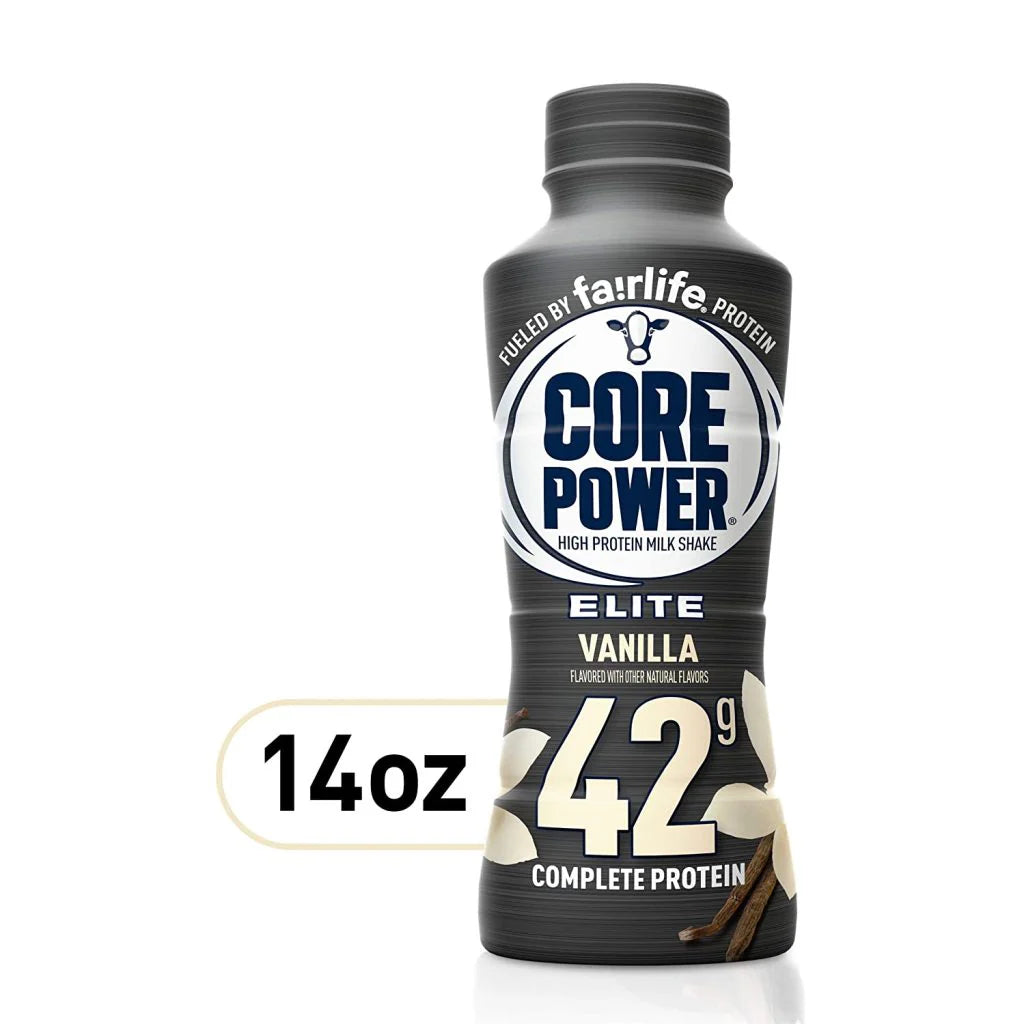 Fairlife Core Power Elite Vanilla 14oz high protein shake bottle with 42g complete protein.