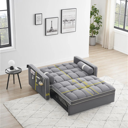 3 in 1 Sleeper Sofa Couch Bed,for Living Room Apartment,Grey