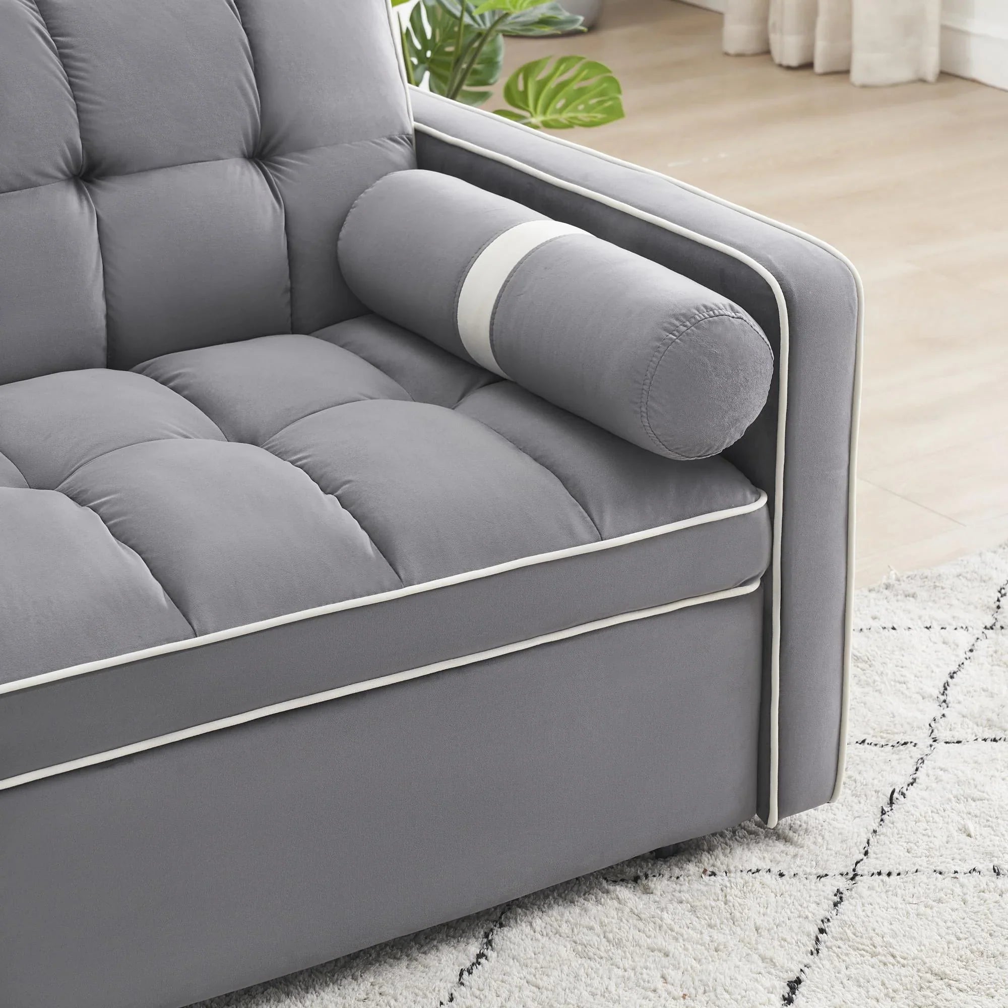 3 in 1 Sleeper Sofa Couch Bed,for Living Room Apartment,Grey