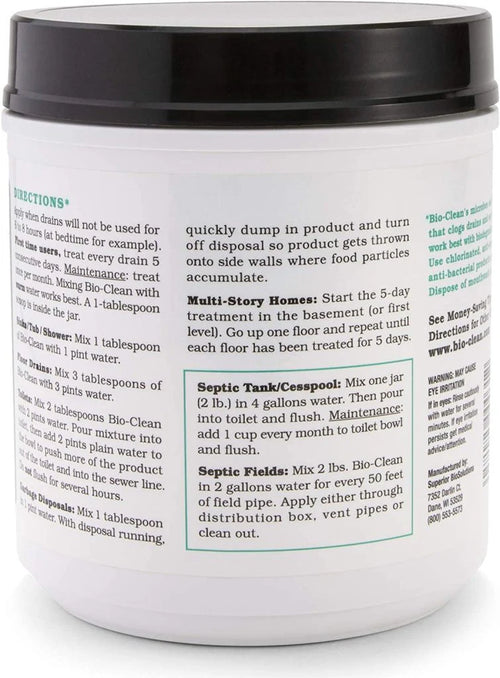 Bio-Clean natural drain cleaner, suitable for septic tanks and grease traps, environmentally friendly