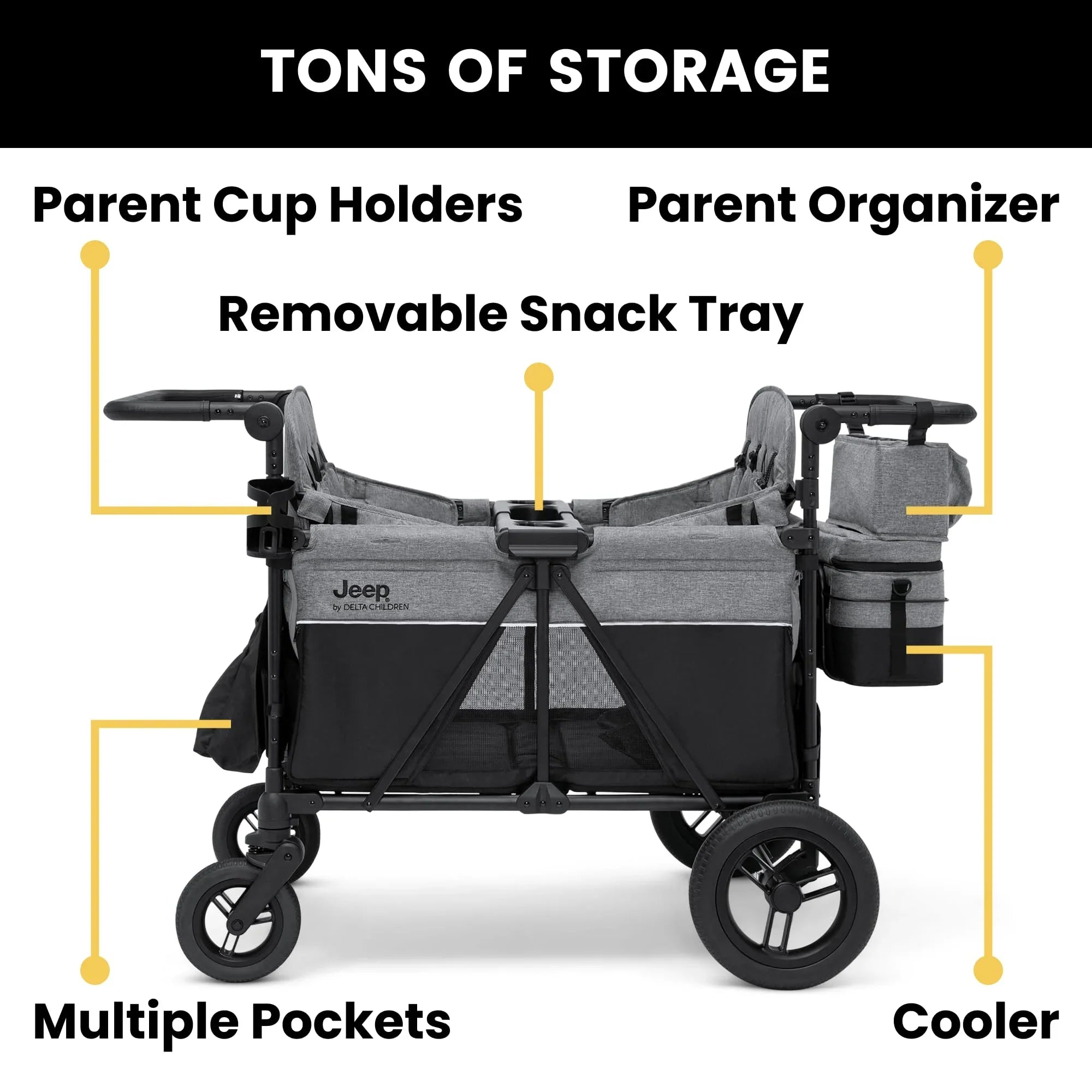 Delta Children's Jeep Wrangler Deluxe 4-Seater Stroller Wagon