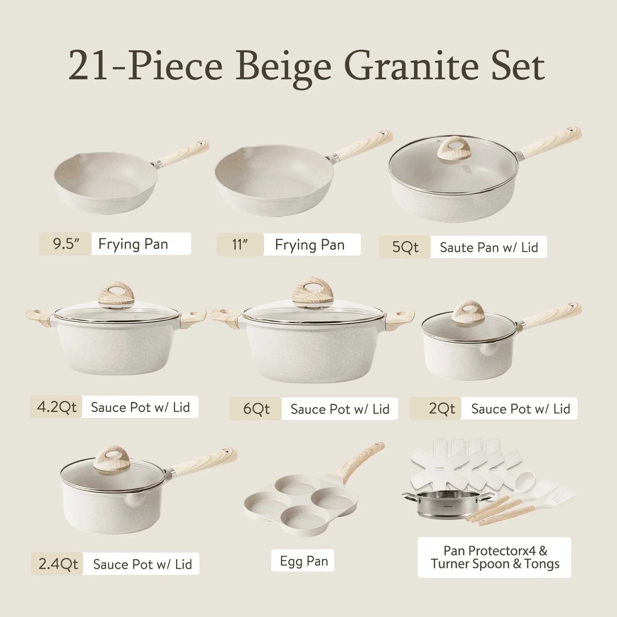 Carote Induction Kitchen Cookware Sets